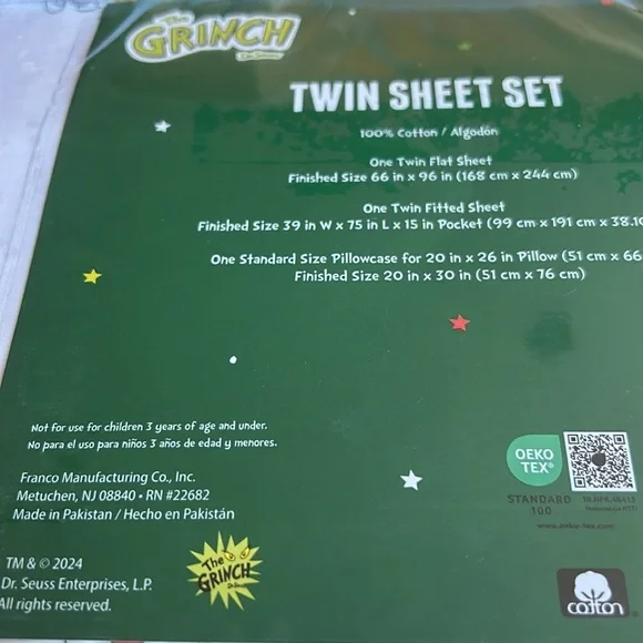 Grinch Twin Sheet Set New Max The Dog Christmas Cotton Wreath Stars Gifts